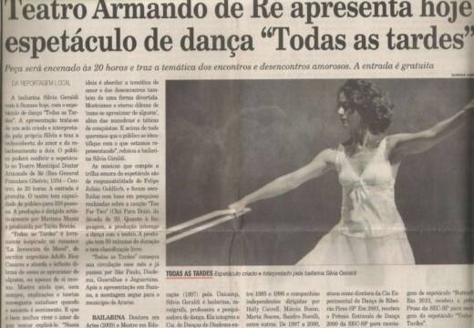 Teatro Armando de Ré apresenta hoje espetáculo de dança