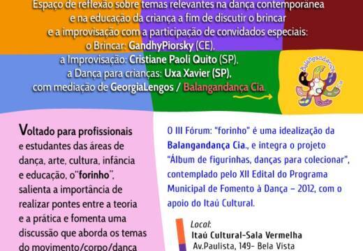E-flyer III Forinho: o Brincar, a Improvisação e a Dança