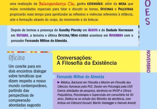 E-flyer V Forinho: Extensões – Oficina – Conversações: a Filosofia da Existência