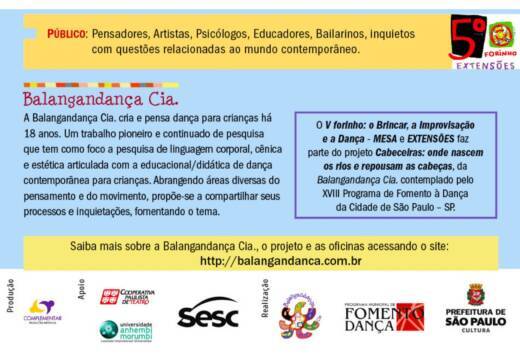 E-flyer V Forinho: O Brincar, a Improvisação e a Dança – Mesa e Extensões