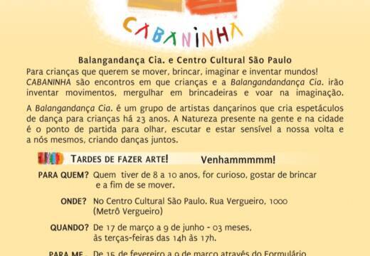 E-flyer Cabaninha – Residência Artística com crianças
