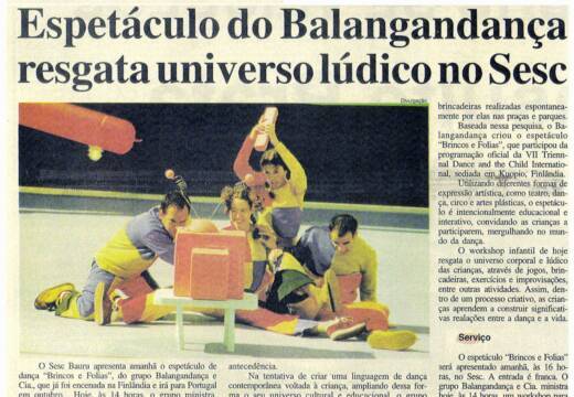 Espetáculo do Balangandança resgata universo lúdico no Sesc
