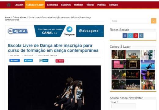 Escola Livre de Dança abre inscrição para curso de formação em dança contemporânea