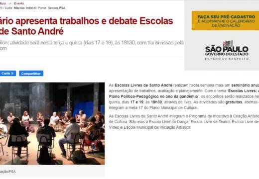 Seminário apresenta trabalhos e debate Escolas Livres de Santo André