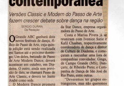 Diadema será centro de dança contemporânea