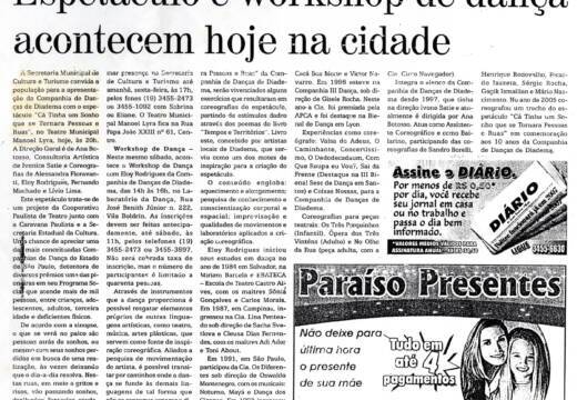 Espetáculo e workshop de dança acontecem hoje na cidade