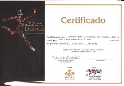 Certificado III Semana Marenhense de Dança