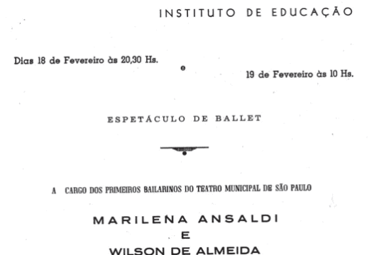 Marilena Ansaldi e Wilson de Almeida em dois recitais de Ballet