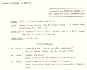 Terceira Semana do III Ciclo de Dança Contemporânea
