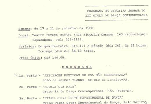 Terceira Semana do III Ciclo de Dança Contemporânea