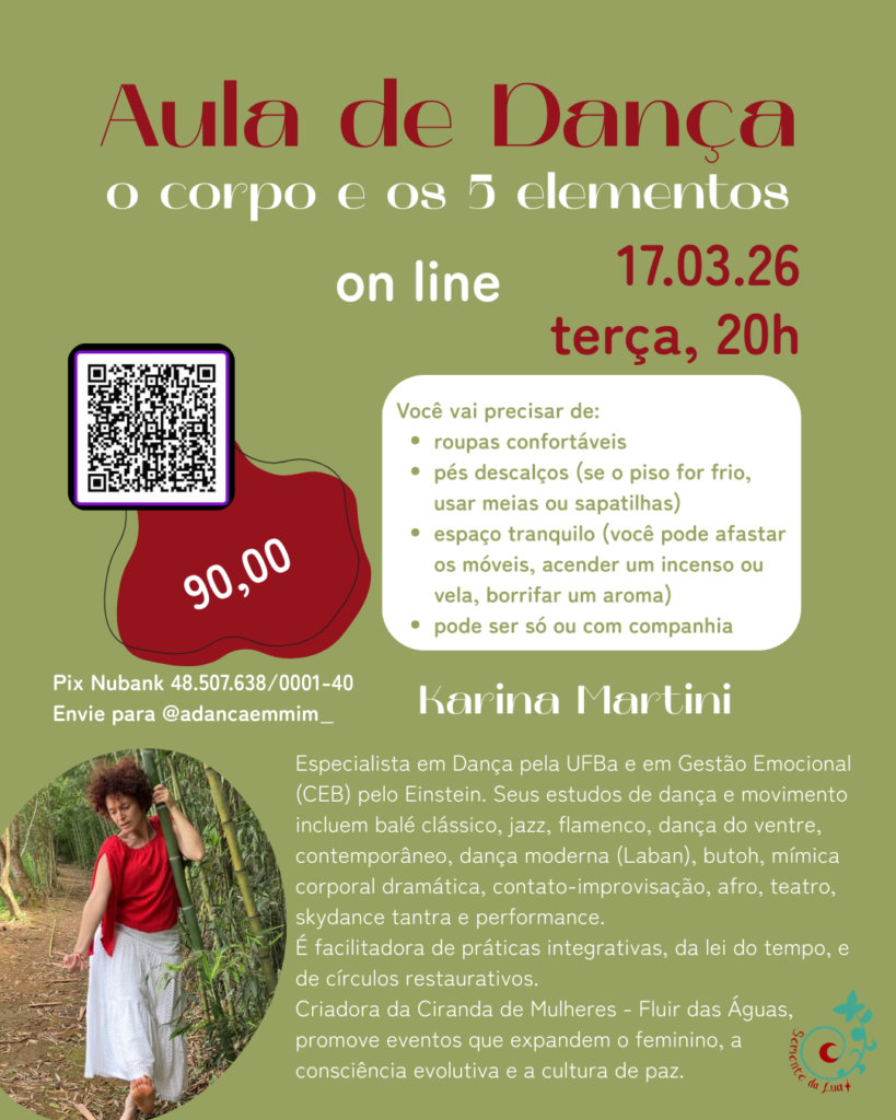 Aula de Dança on line: o corpo e os 5 elementos