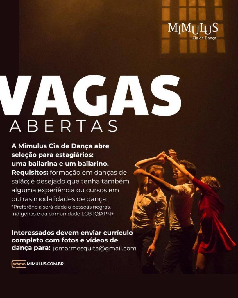 Seleção de bailarinos estagiários na Mimulus Cia de Dança
