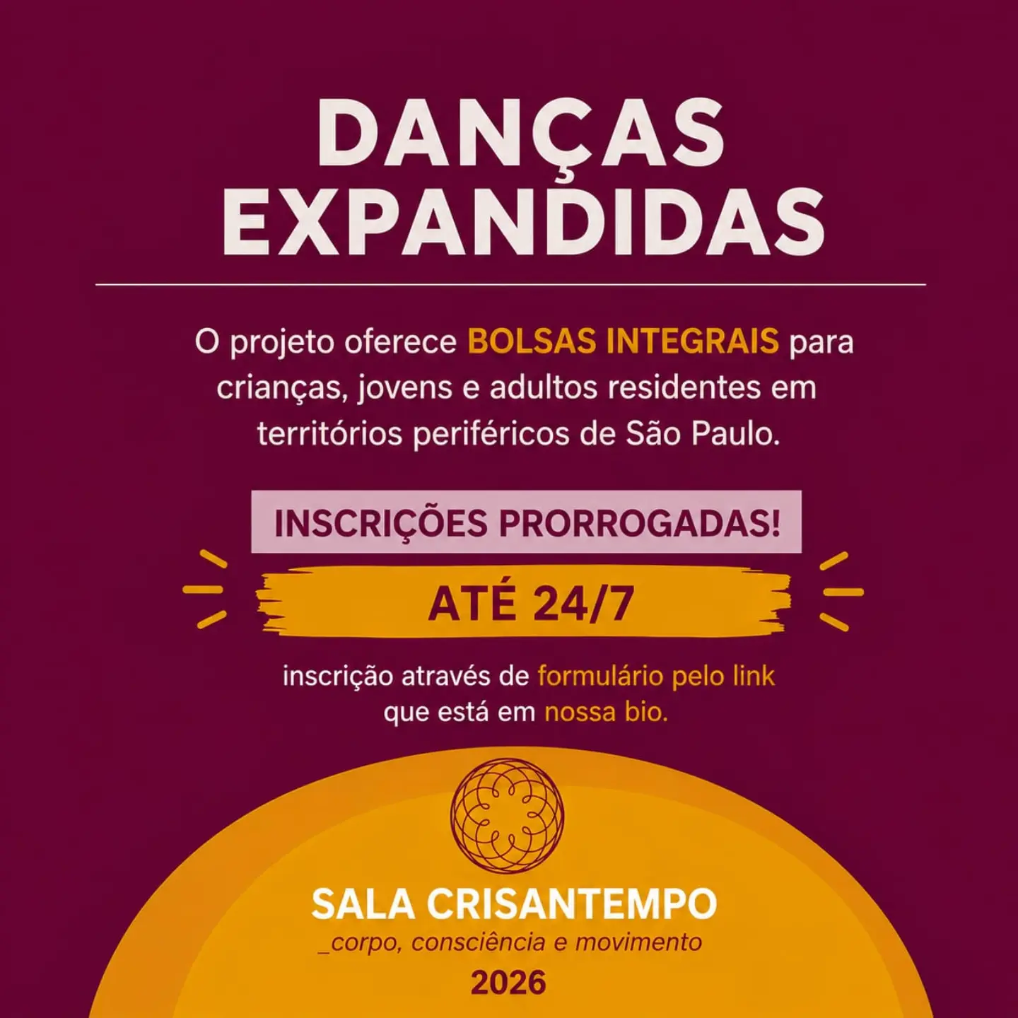 DANÇAS EXPANDIDAS – Bolsas de Estudos – Sala Crisantempo